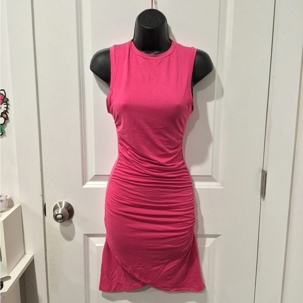 FUSCHIA‎ Tank Shirring Tulip Hem Mini Dress - Picture 4 of 5